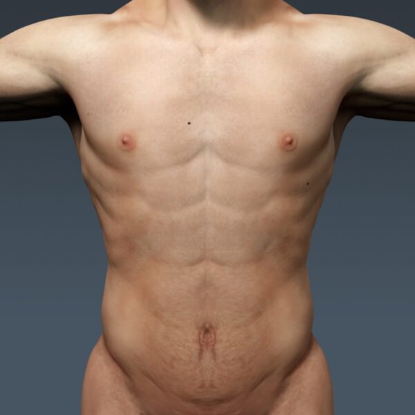 3696 Human Male Body and Respiratory System Textured Anatomy