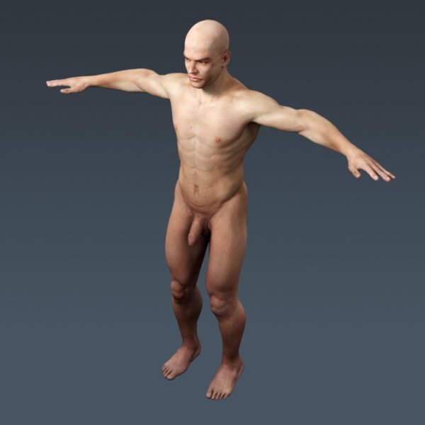 3707 Human Male Body and Respiratory System Textured Anatomy