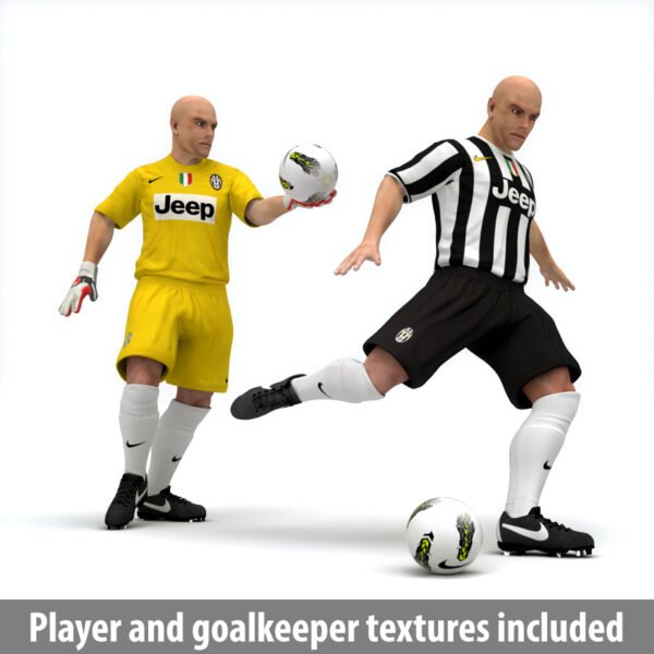 10444 Rigged Football Player and Goalkeeper Juventus FC